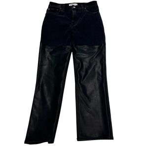 Abercrombie & Fitch 90s Ultra High Rise Straight Faux Leather Denim Jeans Black